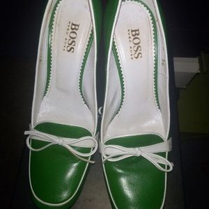 Hugo Boss size 6 green and white heels(new years deals!!!!!)